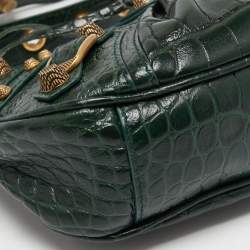 مملوكة مسبقًا Balenciaga Green Croc Embossed Leather XS Le Cagole Shoulder Bag
