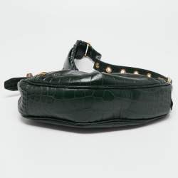 مملوكة مسبقًا Balenciaga Green Croc Embossed Leather XS Le Cagole Shoulder Bag