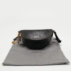 Pre Owned Balenciaga Black Leather Souvenir Belt Bag