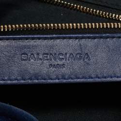 Pre Owned Balenciaga Bleu Pacifique Suede and Leather Baby Diam Classic Traveller Backpack