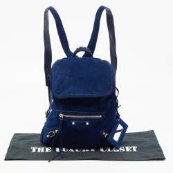 Pre Owned Balenciaga Bleu Pacifique Suede and Leather Baby Diam Classic Traveller Backpack