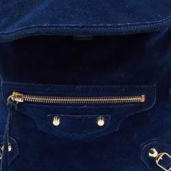 Pre Owned Balenciaga Bleu Pacifique Suede and Leather Baby Diam Classic Traveller Backpack