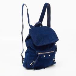 Pre Owned Balenciaga Bleu Pacifique Suede and Leather Baby Diam Classic Traveller Backpack