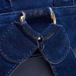 Pre Owned Balenciaga Bleu Pacifique Suede and Leather Baby Diam Classic Traveller Backpack
