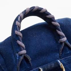 Pre Owned Balenciaga Bleu Pacifique Suede and Leather Baby Diam Classic Traveller Backpack