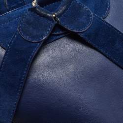 Pre Owned Balenciaga Bleu Pacifique Suede and Leather Baby Diam Classic Traveller Backpack