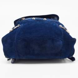 Pre Owned Balenciaga Bleu Pacifique Suede and Leather Baby Diam Classic Traveller Backpack