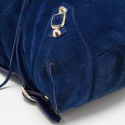 Pre Owned Balenciaga Bleu Pacifique Suede and Leather Baby Diam Classic Traveller Backpack