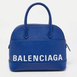 Pre Owned Balenciaga Blue Leather Small Ville Satchel
