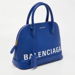Pre Owned Balenciaga Blue Leather Small Ville Satchel