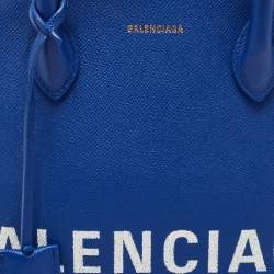 Pre Owned Balenciaga Blue Leather Small Ville Satchel