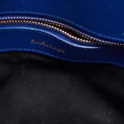 Pre Owned Balenciaga Blue Leather Small Ville Satchel