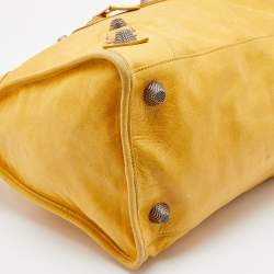 Pre Owned Balenciaga Yellow Leather Giant 21 Gold Hardware Work Tote