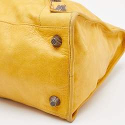 Pre Owned Balenciaga Yellow Leather Giant 21 Gold Hardware Work Tote