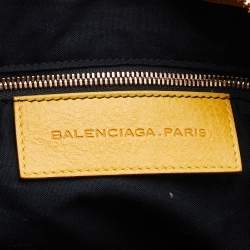 Pre Owned Balenciaga Yellow Leather Giant 21 Gold Hardware Work Tote