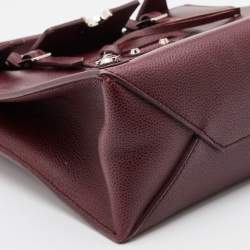 Pre Owned Balenciaga Burgundy Leather Mini Paper Flap 2Way Tote