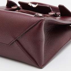 Pre Owned Balenciaga Burgundy Leather Mini Paper Flap 2Way Tote