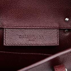 Pre Owned Balenciaga Burgundy Leather Mini Paper Flap 2Way Tote