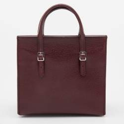 Pre Owned Balenciaga Burgundy Leather Mini Paper Flap 2Way Tote