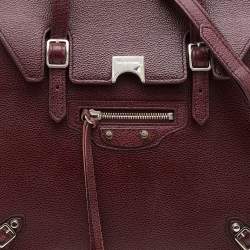 Pre Owned Balenciaga Burgundy Leather Mini Paper Flap 2Way Tote