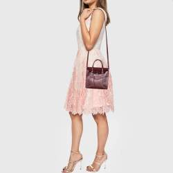 Pre Owned Balenciaga Burgundy Leather Mini Paper Flap 2Way Tote