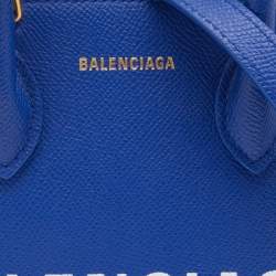 Pre Owned Balenciaga Blue Leather XXS Ville Satchel