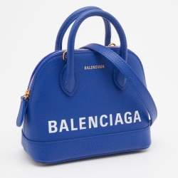 Pre Owned Balenciaga Blue Leather XXS Ville Satchel
