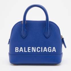 Pre Owned Balenciaga Blue Leather XXS Ville Satchel