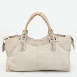 Pre Owned Balenciaga White Leather Giant 21 Silver Hardware Part-Time Tote