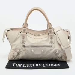 Pre Owned Balenciaga White Leather Giant 21 Silver Hardware Part-Time Tote