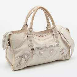 Pre Owned Balenciaga White Leather Giant 21 Silver Hardware Part-Time Tote