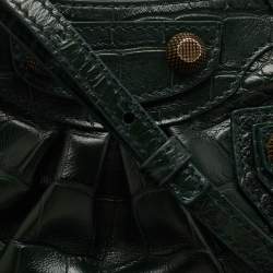مملوكة مسبقًا Balenciaga Green Croc Embossed Leather Mini Le Cagole Shoulder Bag