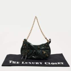 مملوكة مسبقًا Balenciaga Green Croc Embossed Leather Mini Le Cagole Shoulder Bag