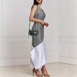 مملوكة مسبقًا Balenciaga Green Croc Embossed Leather Mini Le Cagole Shoulder Bag