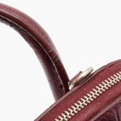Pre Owned Balenciaga Burgundy Croc Embossed Leather Ville Satchel