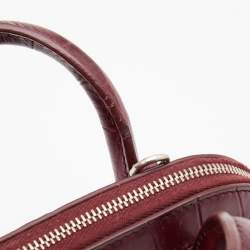 Pre Owned Balenciaga Burgundy Croc Embossed Leather Ville Satchel