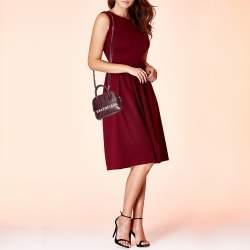 Pre Owned Balenciaga Burgundy Croc Embossed Leather Ville Satchel