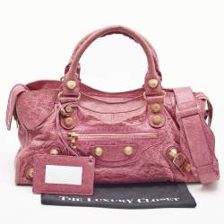 Pre Owned Balenciaga Pink Leather GGH Part Time Bag
