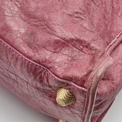 Pre Owned Balenciaga Pink Leather GGH Part Time Bag