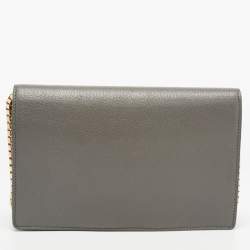 Balenciaga Grey Leather Metallic Edge City Wallet on Chain