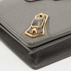 Balenciaga Grey Leather Metallic Edge City Wallet on Chain