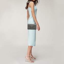 Balenciaga Grey Leather Metallic Edge City Wallet on Chain