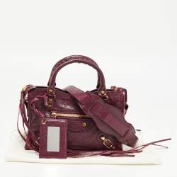 Pre Owned Balenciaga Violet Leather Mini GH Classic City Bag