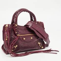 Pre Owned Balenciaga Violet Leather Mini GH Classic City Bag