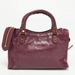 Pre Owned Balenciaga Violet Leather Mini GH Classic City Bag