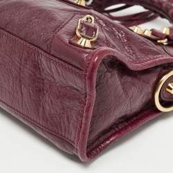 Pre Owned Balenciaga Violet Leather Mini GH Classic City Bag
