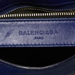 Pre Owned Balenciaga Indigo Leather Mini Classic Metallic Edge City Bag