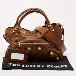 Pre Owned Balenciaga Brown Leather GGH City Bag