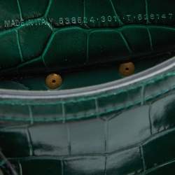Pre Owned Balenciaga Green Croc Embossed Leather Mini Neo Classic Bag