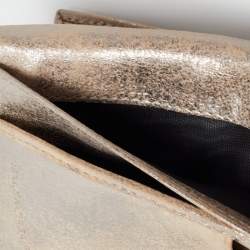 Pre Owned Balenciaga Beige/Silver Shimmer Leather Milkyway Papier Flap Wallet